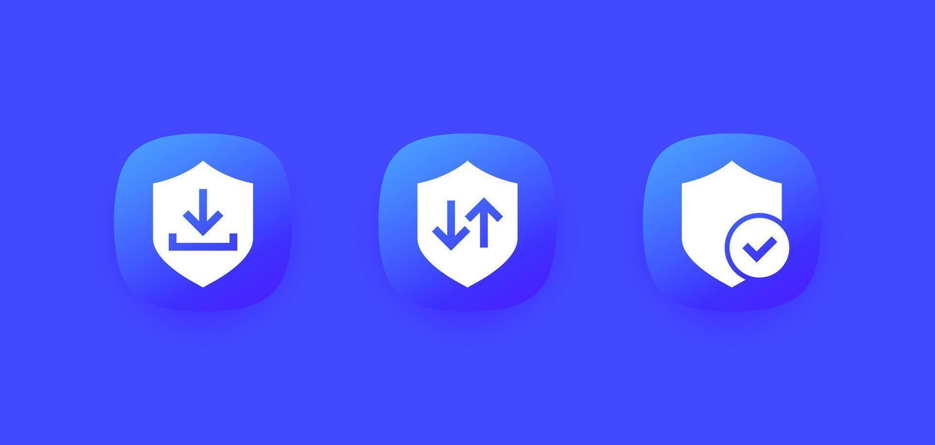 Secure download and upload icons for apps and web vector