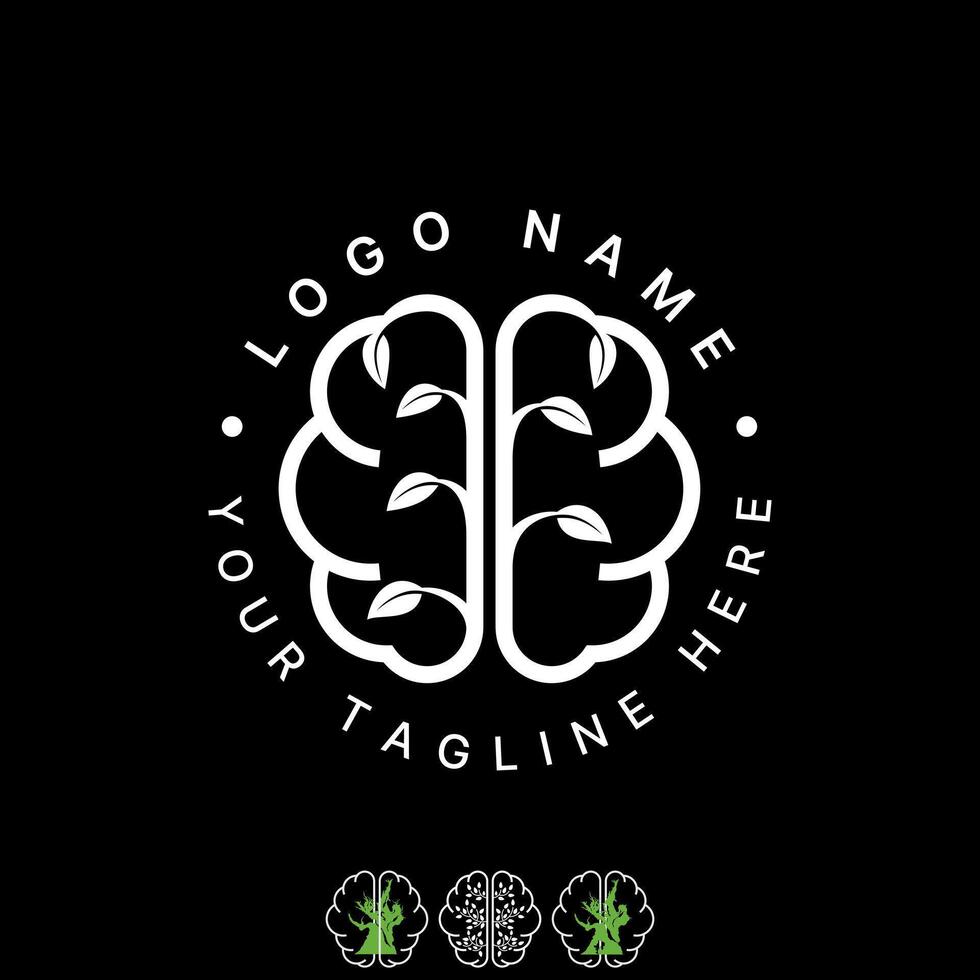 Logo design graphic concept creative premium stock image graphic two brain head human leaves plant nature to typography tech smart excellence vector