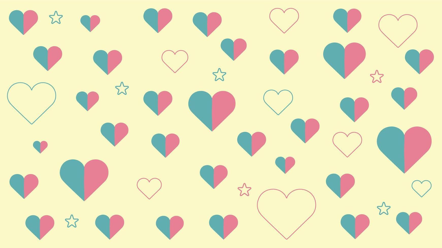 Heart shapes seamless pattern illustration with light yellow and pastel colors. vector