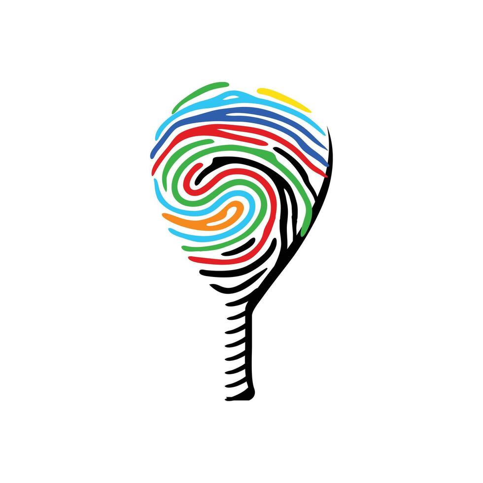 Abstract padel racket fingerprint design logo vector