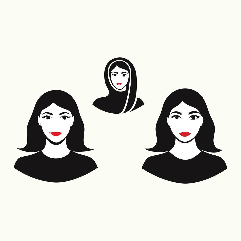 Crowning Silhouettes Elegant Hair Design Showcase vector