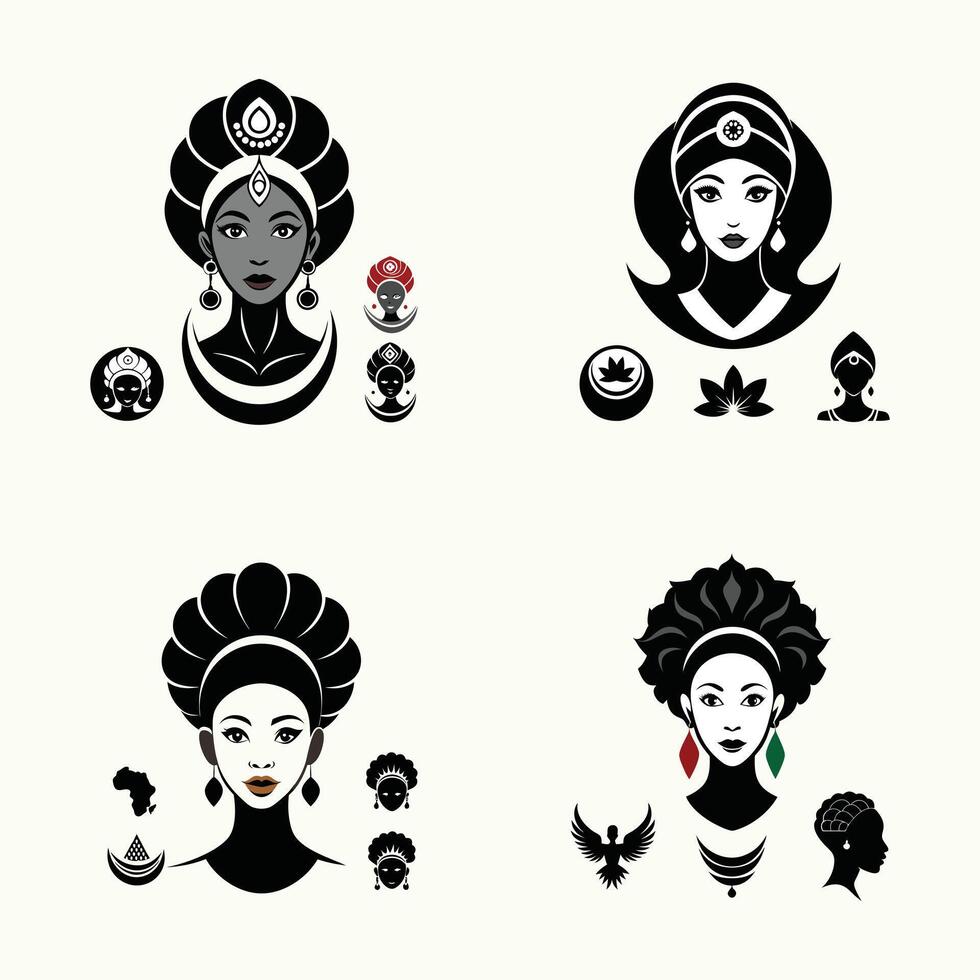 Sophisticated Shadows Hairstyle Design Silhouettes vector