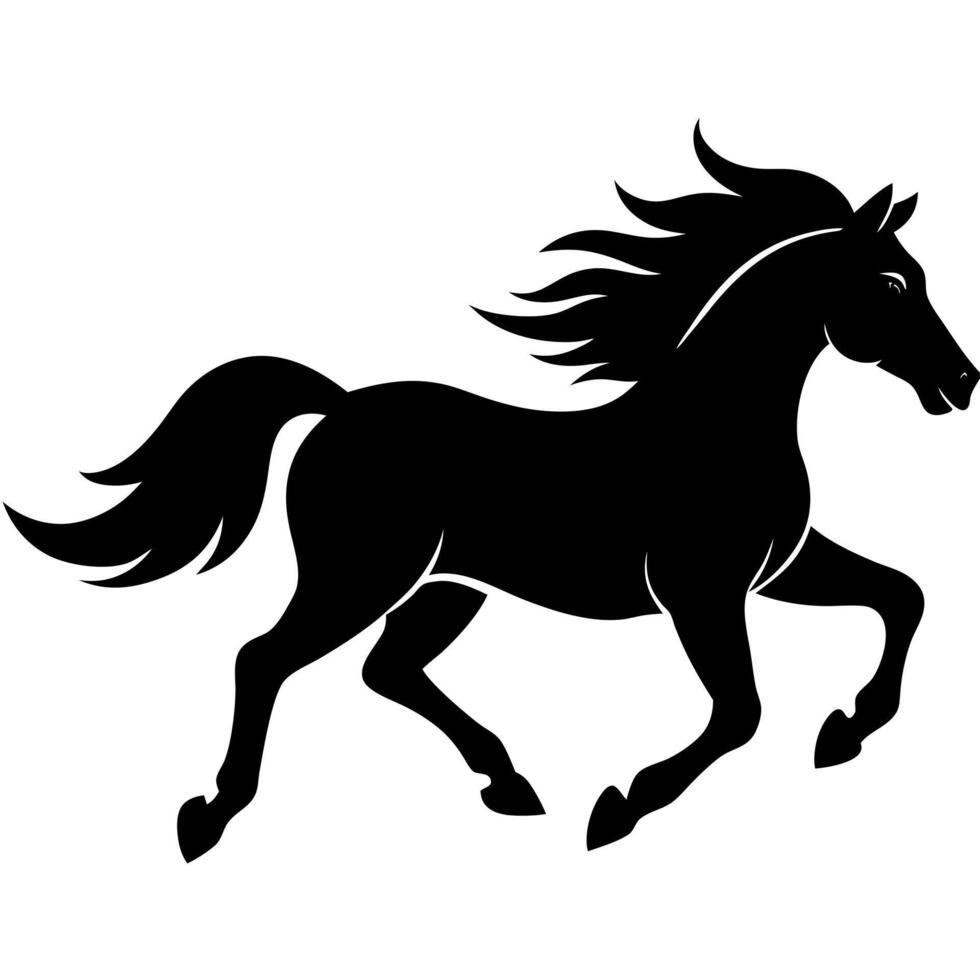 Horse Silhouette Illustration in Motion for Digital Art, Logos, and Artwork Projects vector