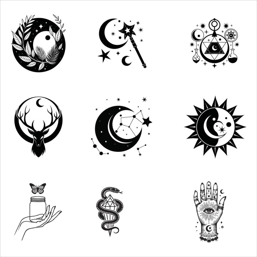set of Mystical Clipart Illustration , vector