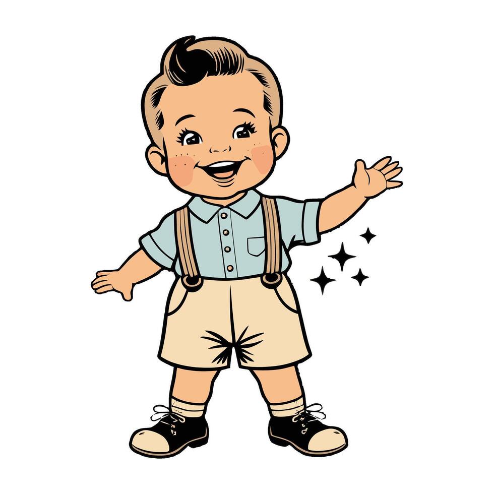 A cartoon boy with a star on his hand vector