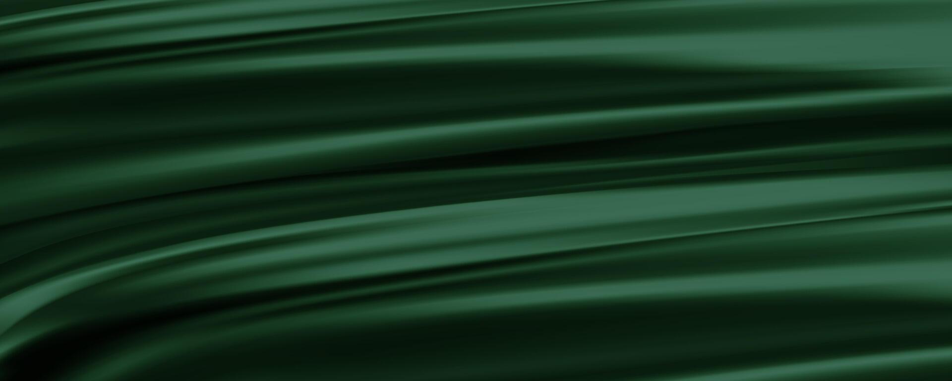 green silk fabric background with waves with shadow vector