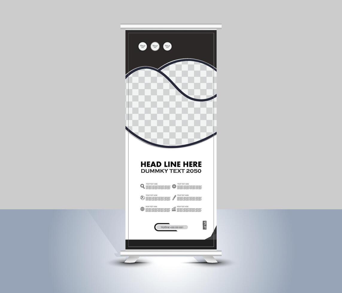 Modern abstract roll up banner template design vector