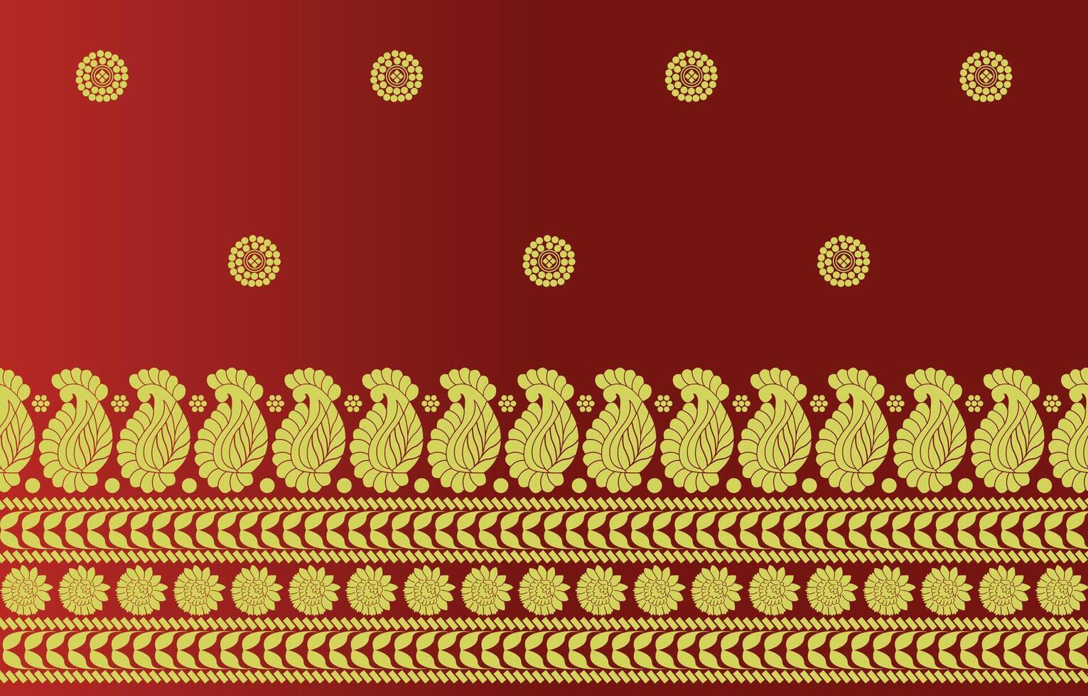gold paisley border for indian textile vector