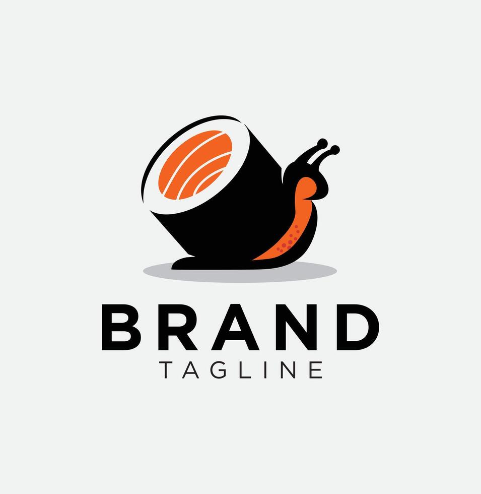 A snail eating sushi logo design vector