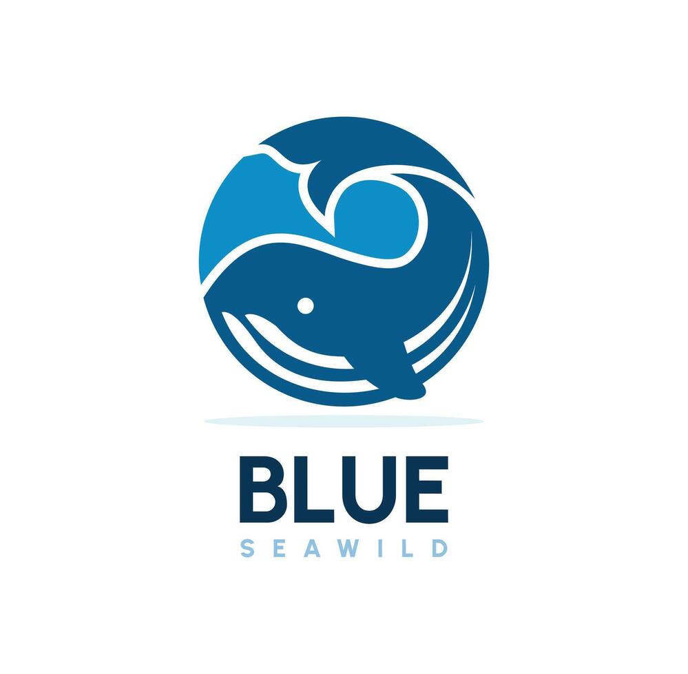 Blue whale logo design template vector