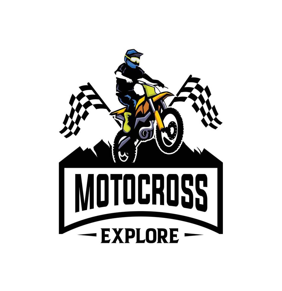Motocross explore logo design vector