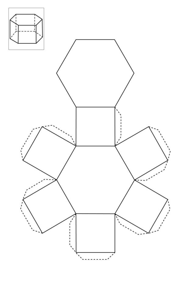 Pentagonal prism Display box Packaging Template. dot line Printable. paper box model. Cover Template vector