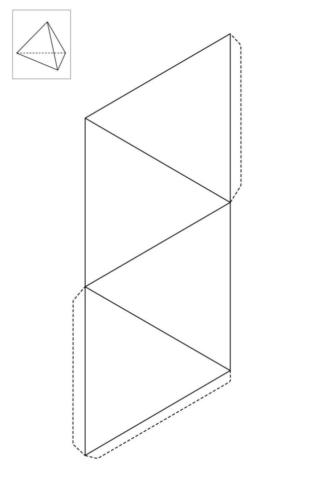 Triangular pyramid. Display box Packaging Template. outline die cut Printable. vector