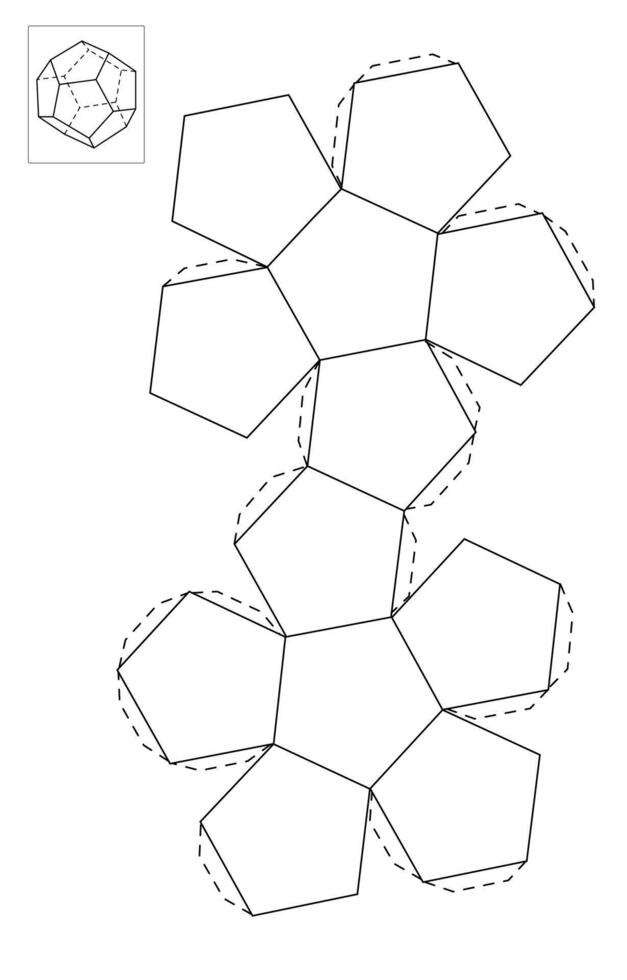 Dodecahedron 3D geometry shapes Packaging Template. box Cover paper Template vector