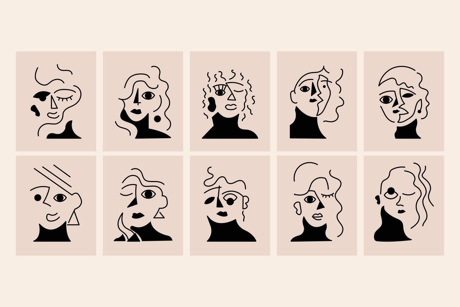 Abstract Faces Illustration vector