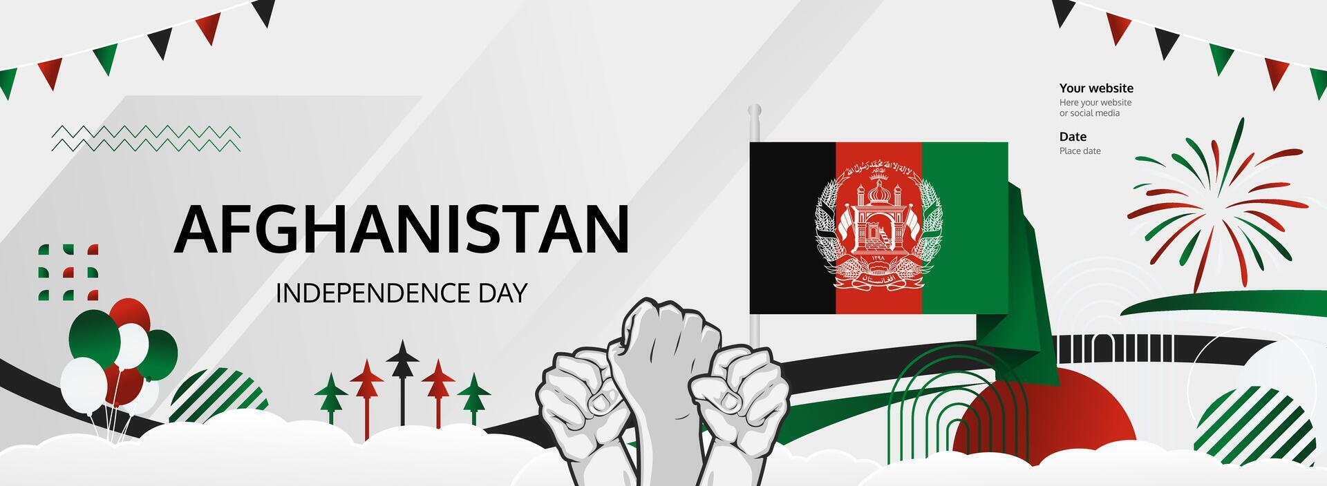 Freedom's Banner. Defiant fist and flag, ideal for Afghanistan national holiday posters on August 19th. vector