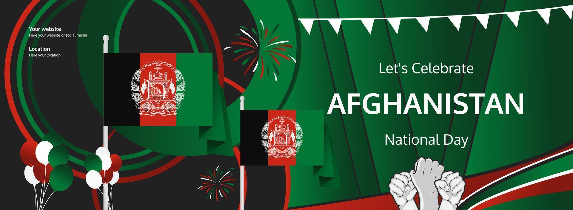 August 19th Afghanistan National Day banner concept with vibrant flag and fist. vector