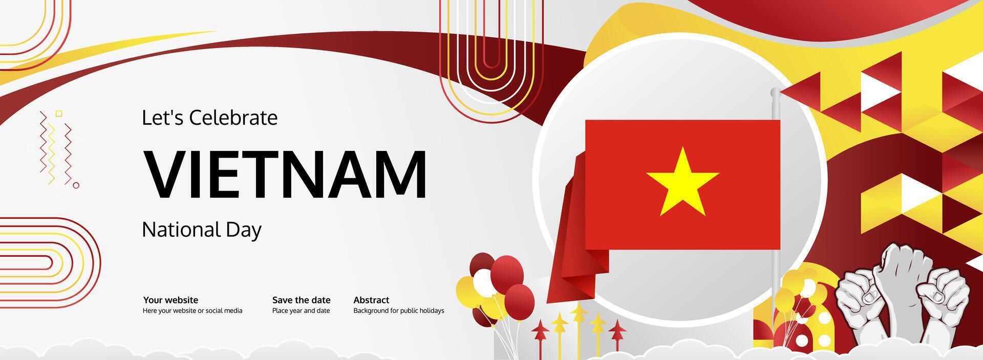 Eye-catching design banner for Vietnam's Independence Day. September 2nd is a day of pride. vector