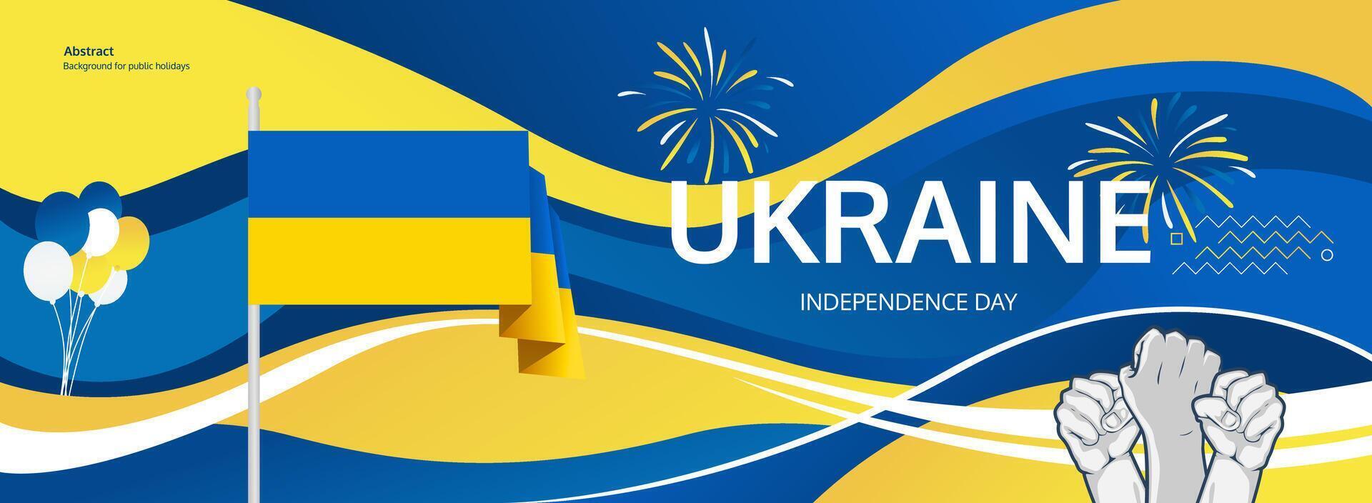 Dynamic poster idea for the Independence Day of Ukraine, with a flag and a strong fist symbolizing pride. vector