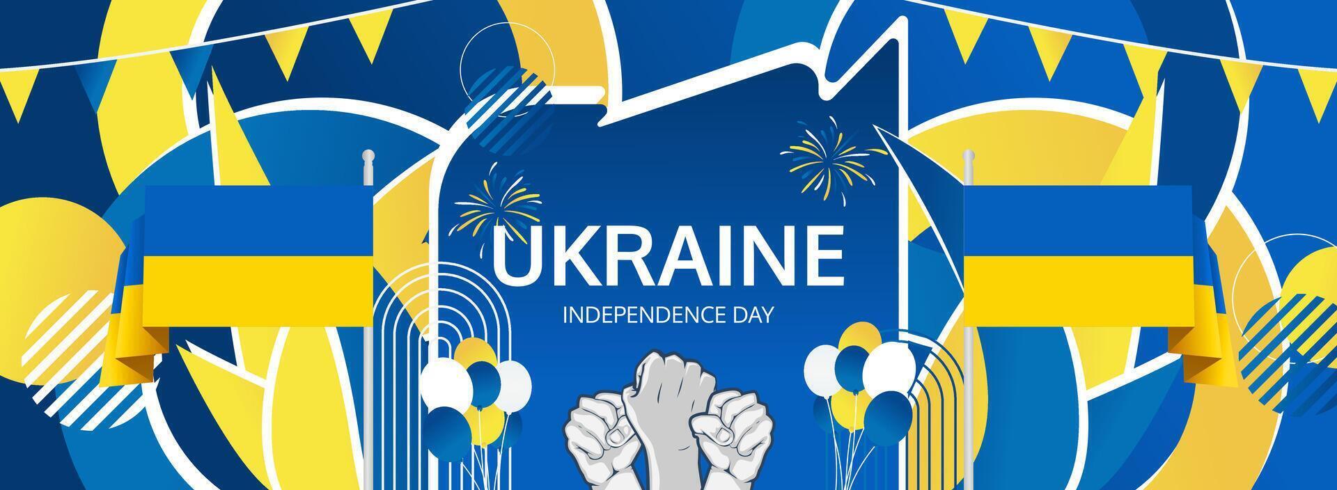 Ukraine Independence Day greeting abstract banner vector