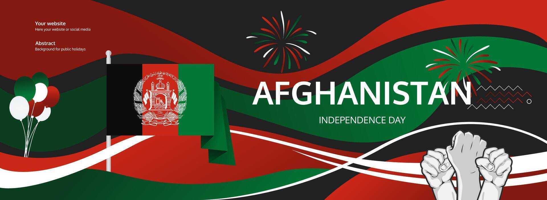 National Pride. August 19th Afghanistan National Day banner concept with flag and fist. vector