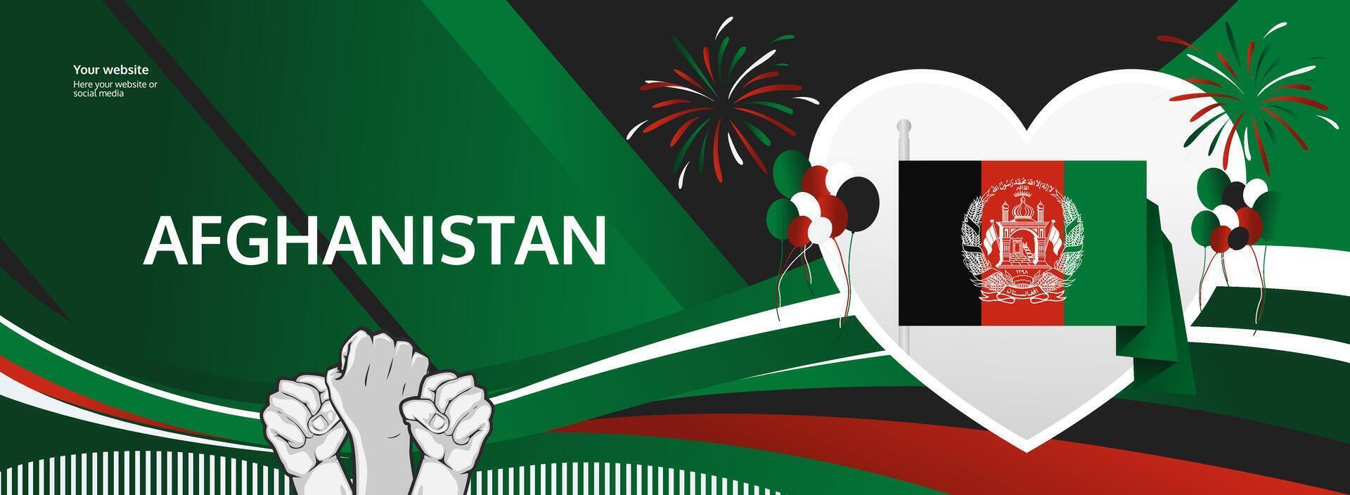 Freedom's Fist. Unique banner design for Afghanistan National Day, August 19th. vector