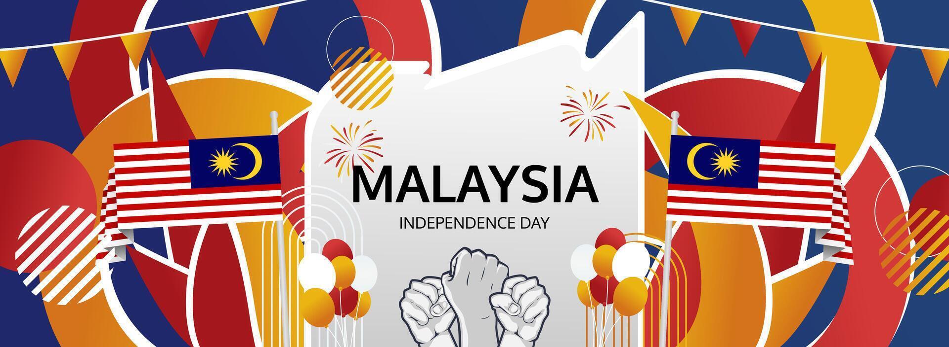 Stunning National Day banner with modern and dynamic background to celebrate Malaysia's 31st August Independence Day. vector