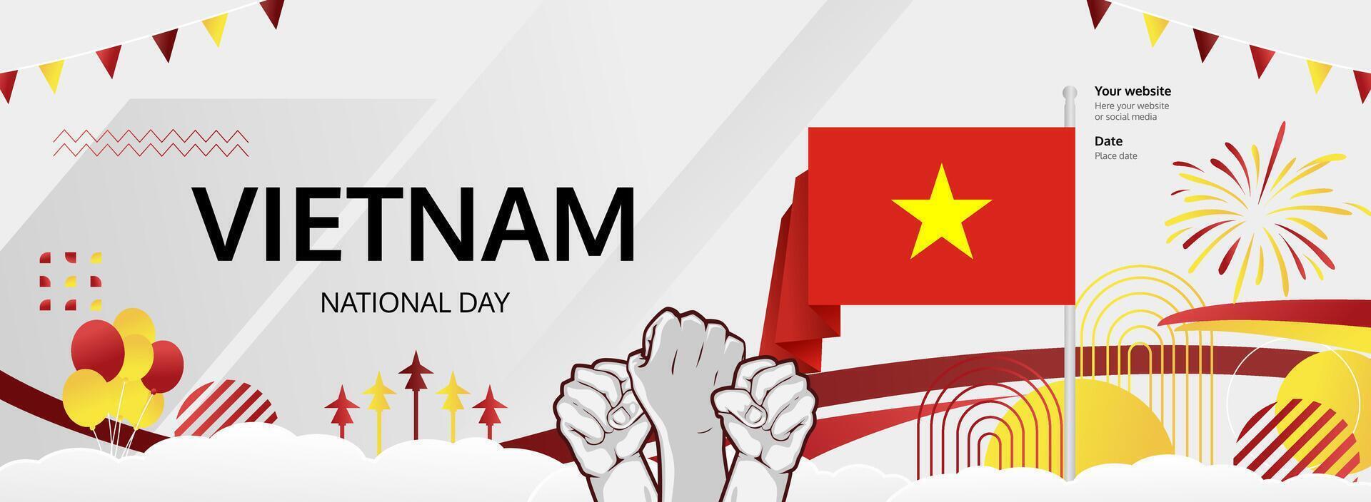 Celebrate the spirit of Vietnam on September 2nd. Design National Day greeting banner. vector
