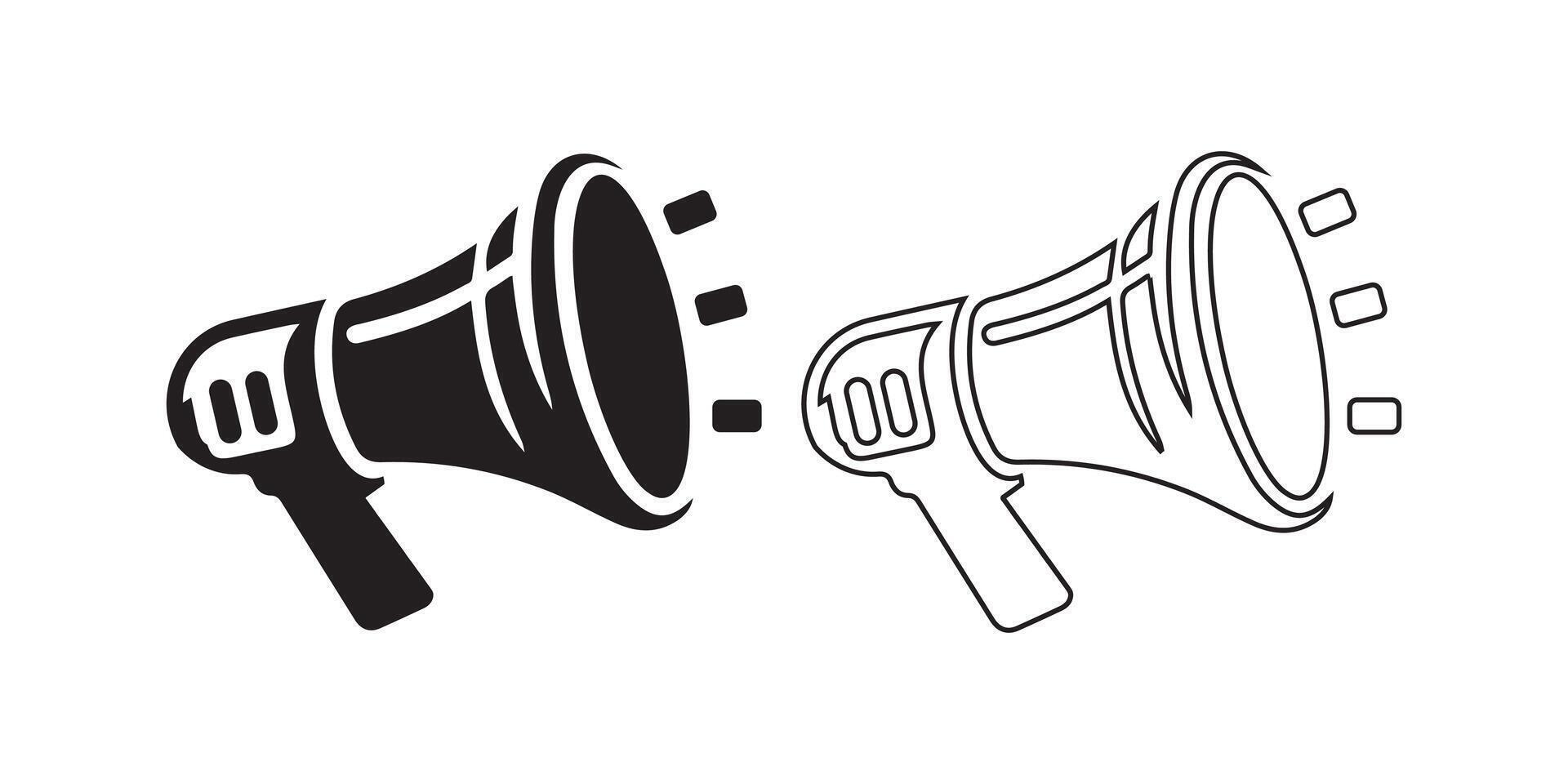 Two Megaphones in Solid and Outline Style for Communication Icon vector