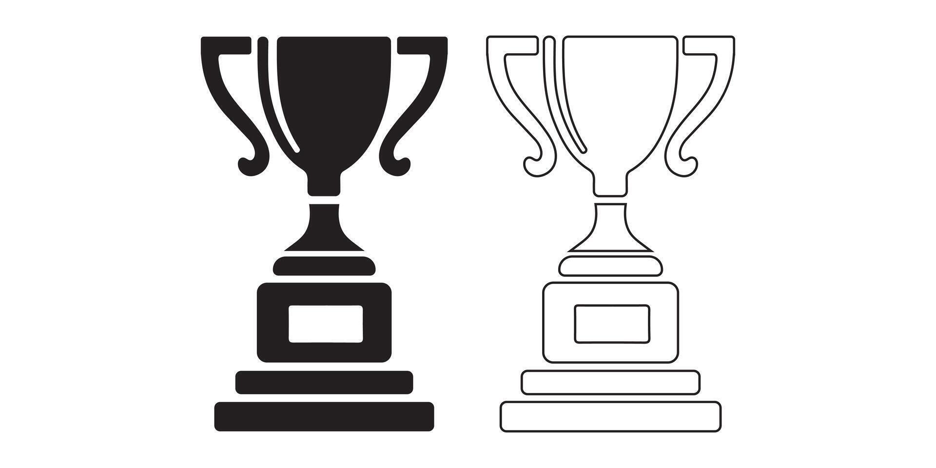Two stylized trophy icons, one black and one white. vector