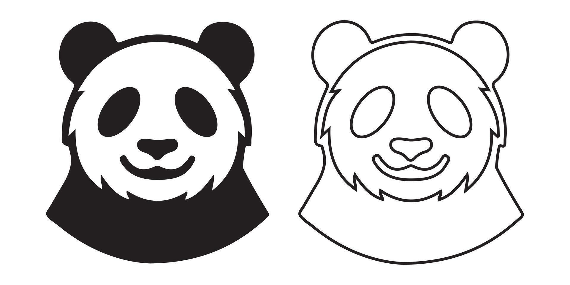 Simple Black and White Panda Silhouette Pair vector