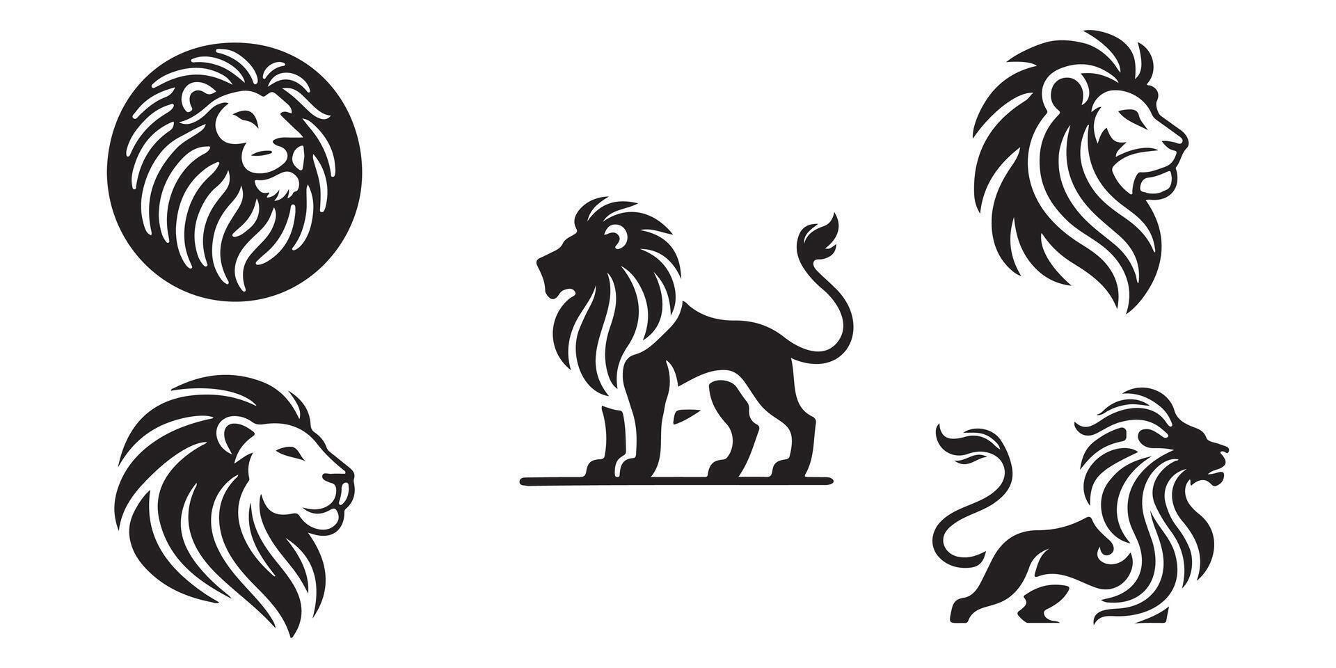 Powerful Lion Logos in Black and White vector