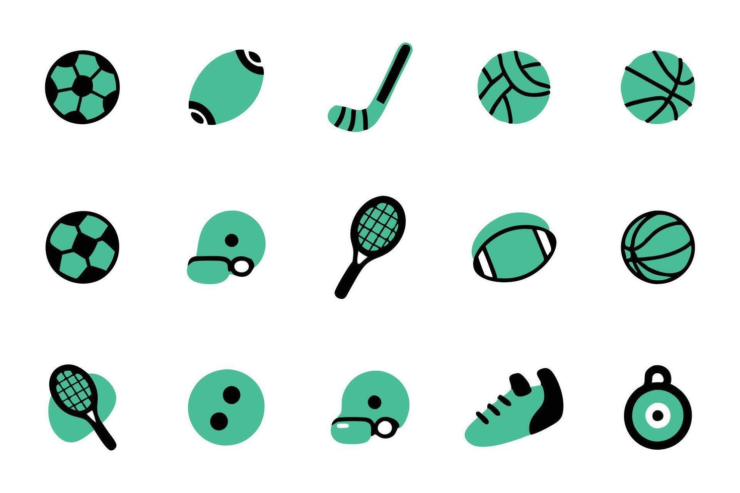 Set of green and black icons representing different sports, showcasing a variety of athletic themes and symbols. vector