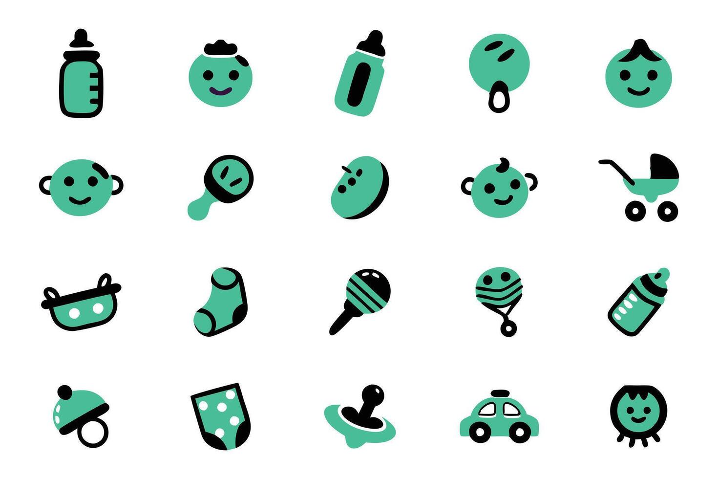 Collection of baby-themed icons vector