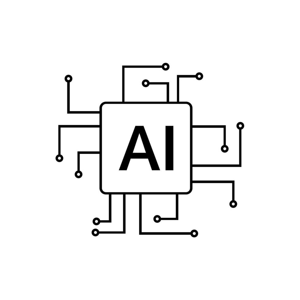 AI chip, Artificial intelligence circuit board chip concept vector