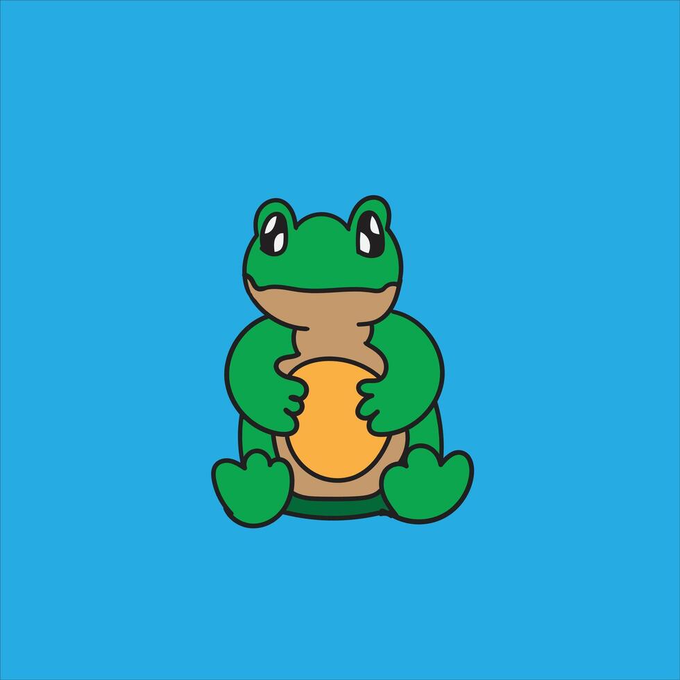 Cute frog with yellow frisbee vector