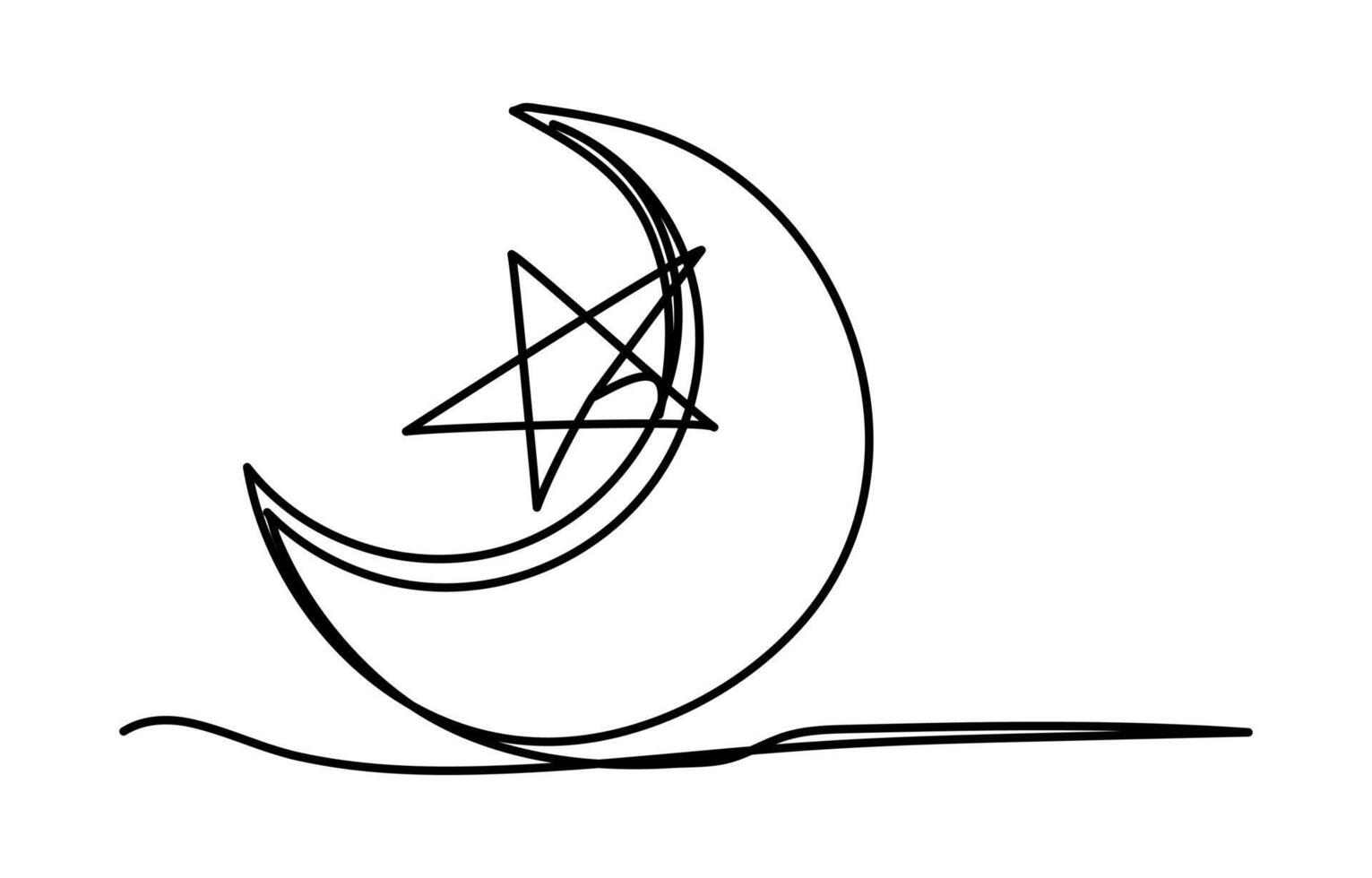 Line art Crescent. Muslim symbol. Trendy concept ramadan design. vector