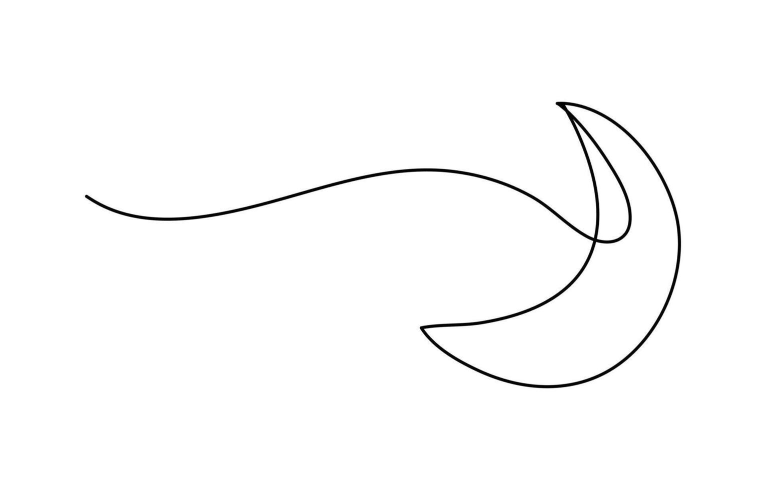 Crescent Moon symbol continuous one line drawing isolated of outline vector