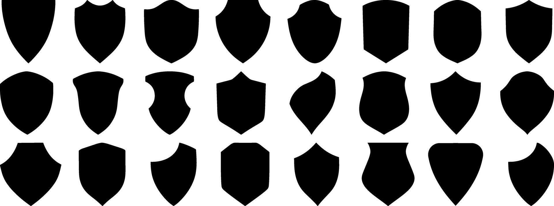 Shield guard icon collection Stencil filled flat clipart vector