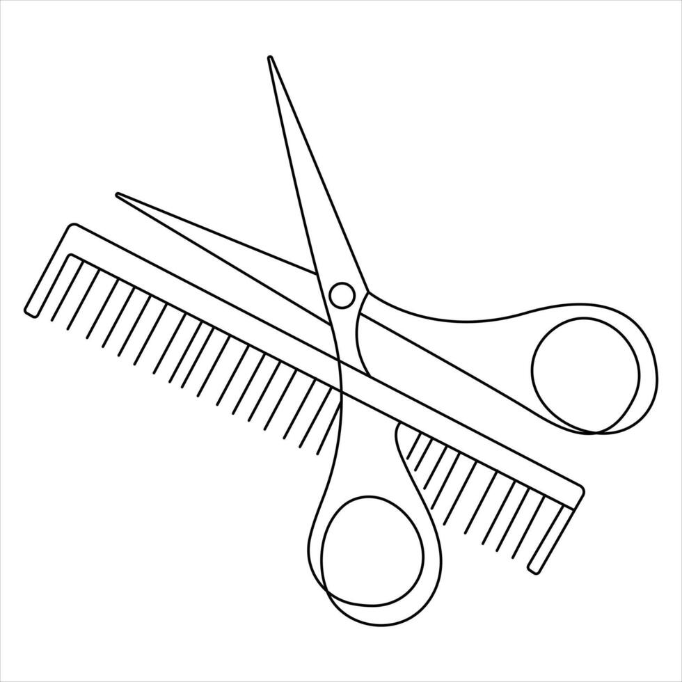 Scissor tool one line continuous single line art drawing outline design illustration vector