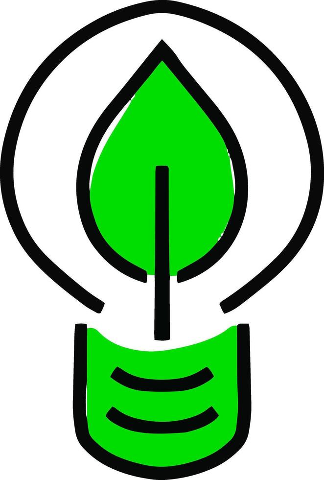 Doodle electric green lamp icon Hand drawn art line Sketch eco vector