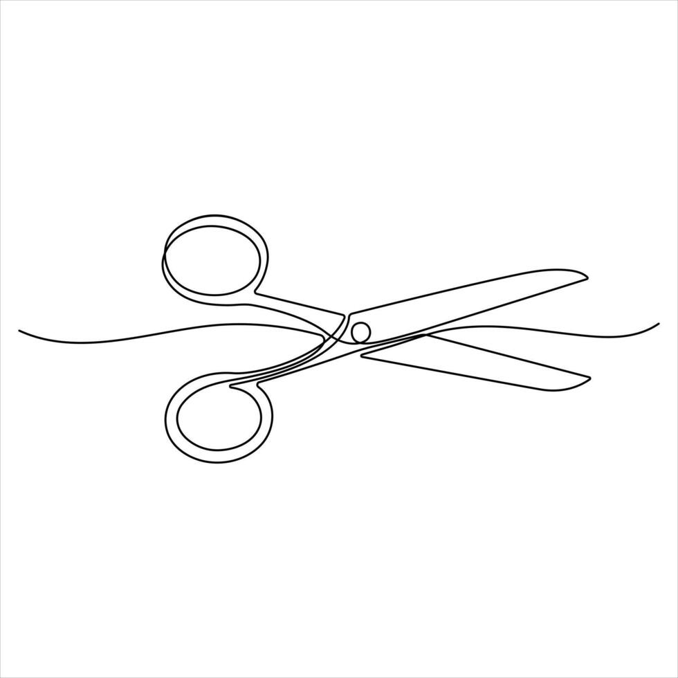 Continuous single line art drawing of Scissor outline design illustration vector