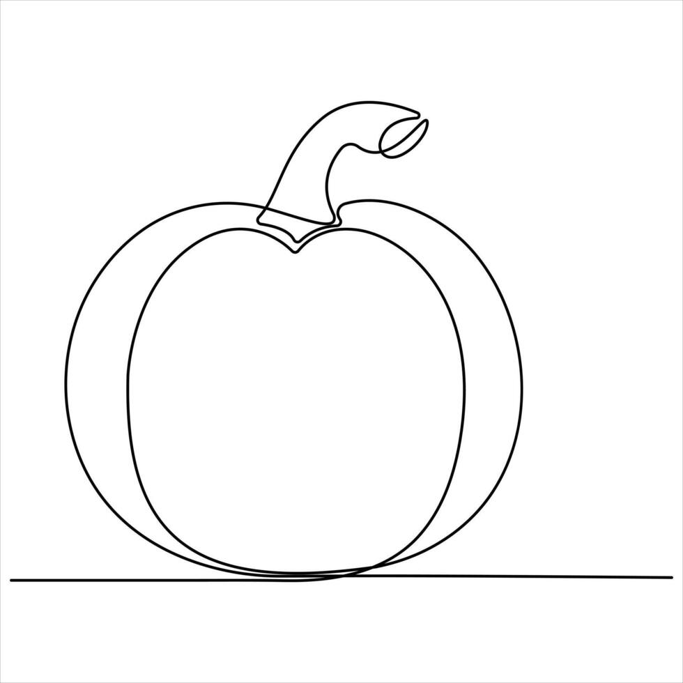 Pumpkin continuous single line art drawing outline design illustration vector