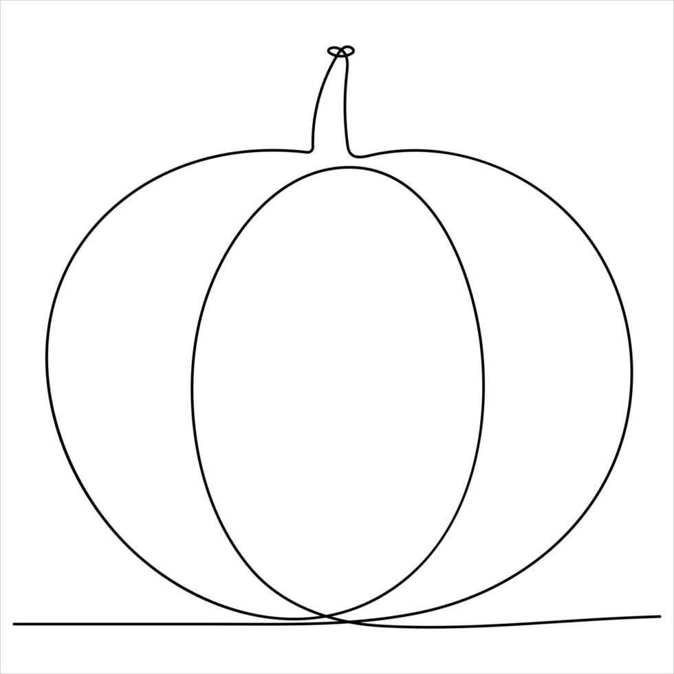 Continuous single one line art drawing of pumpkin organ concept vector