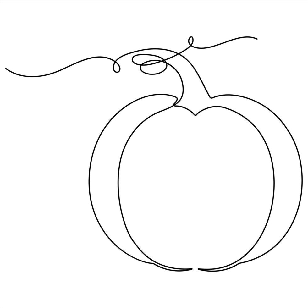 Pumpkin one line continuous single line art outline style illustration vector