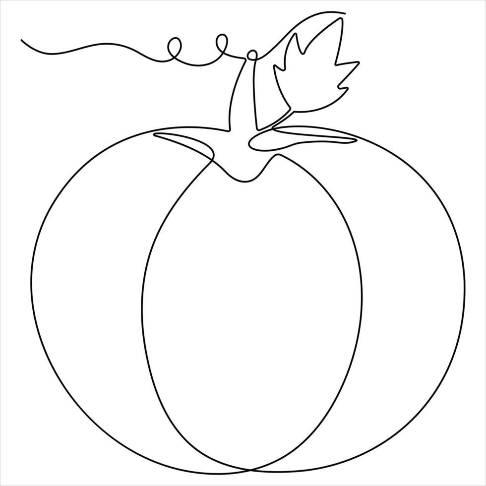 Pumpkin one line continuous single line art drawing outline design illustration vector
