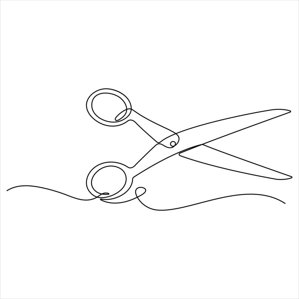 Scissor tool one line continuous single line art drawing outline design illustration vector