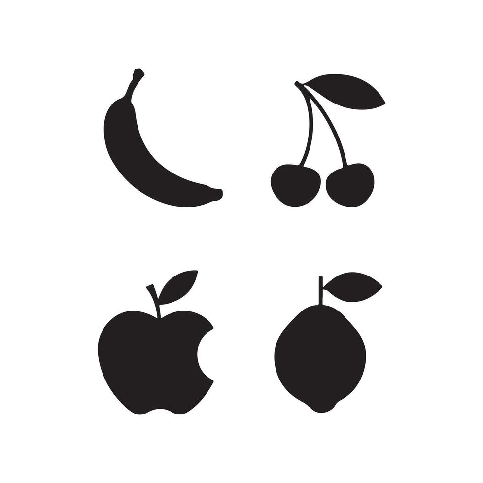 fruits icon silhouette digital elements vector