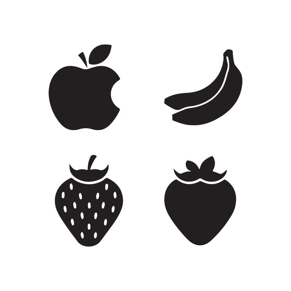 fruits icon silhouette design elements vector