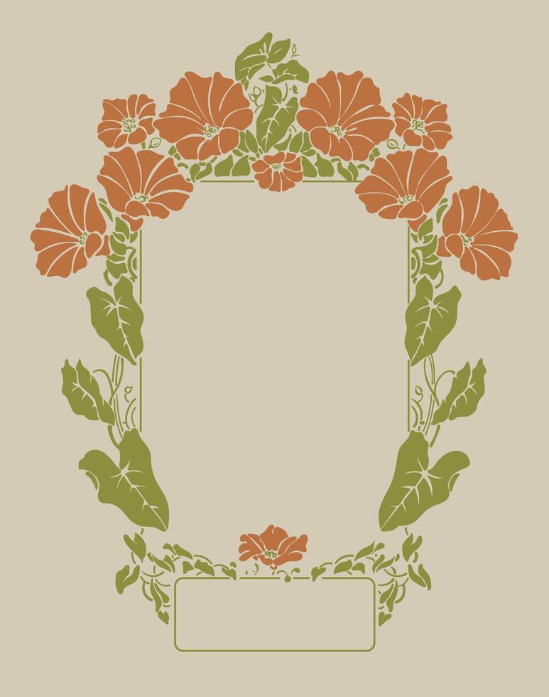 Retro hand drawnn flowers frame background vector